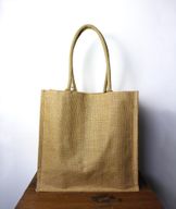 Große Jute-Einkaufstasche mit Flaschenhalter