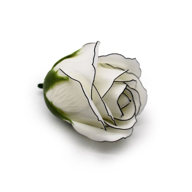 Seifenblumen zum Basteln – Med Rose – Elfenbein mit schwarzem Rand