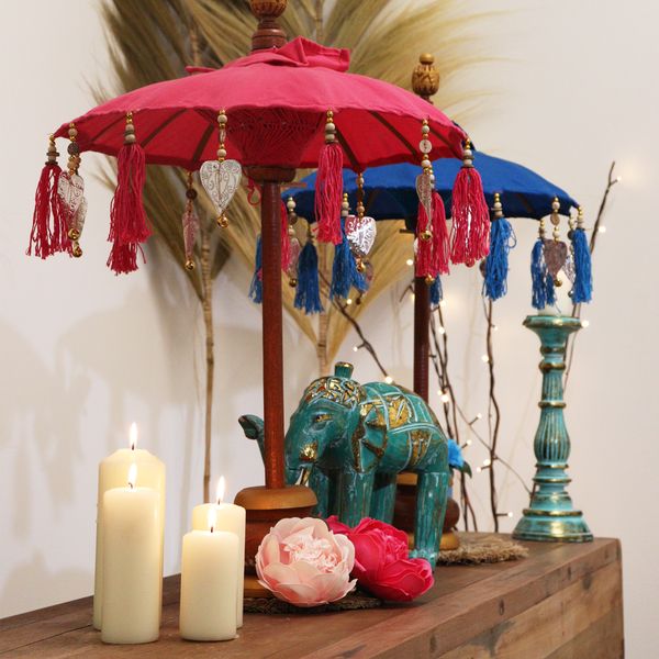 Bali Home Decor Sonnenschirm – Baumwolle – Türkis – 40 cm