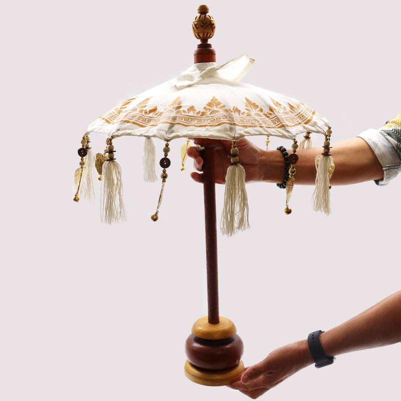 Bali Home Decor Sonnenschirm – Leinwand – Golddekor – 40 cm