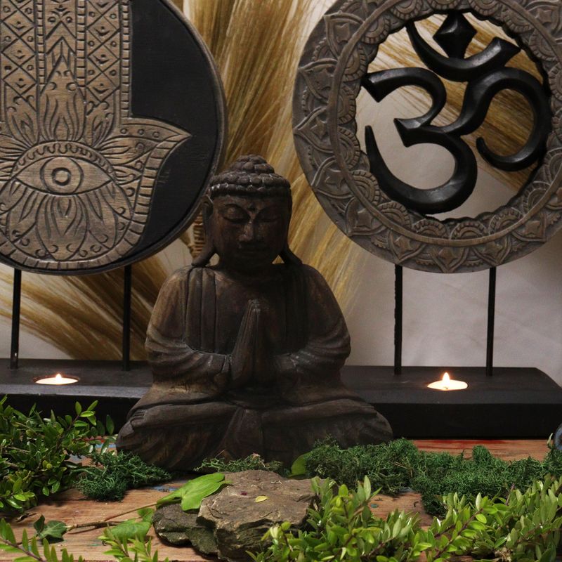 Buddha Feng Shui Set – Om – Grau und Schwarz