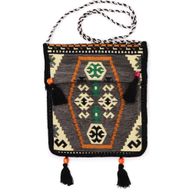 Hellgraue Kelim Messenger Festival-Tasche