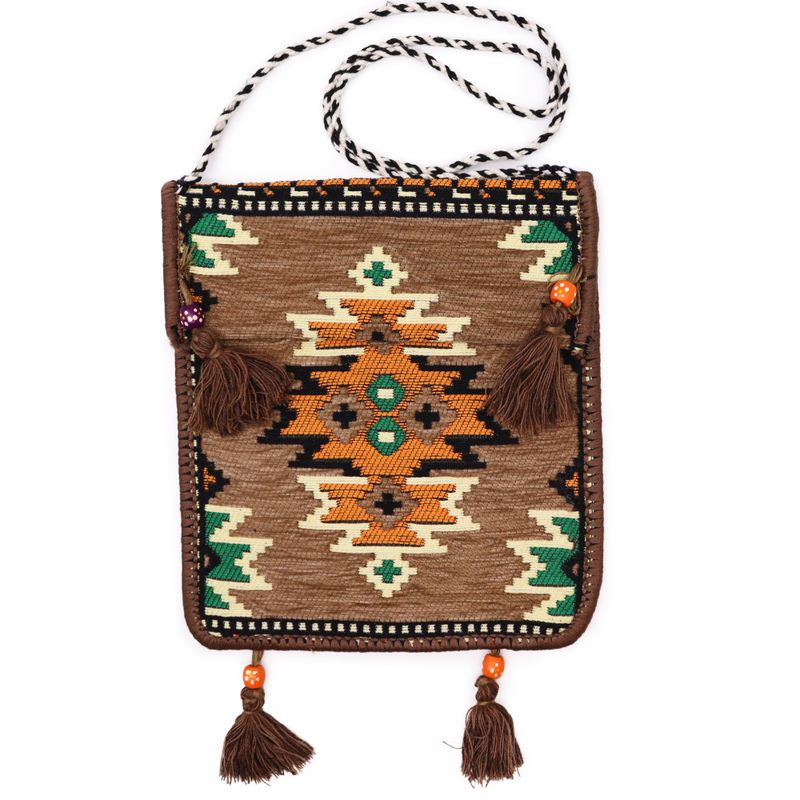 Beigefarbene Kilim Messenger Festival-Tasche