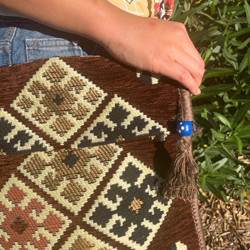 Schokoladenfarbene Kelim-Festival-Tasche