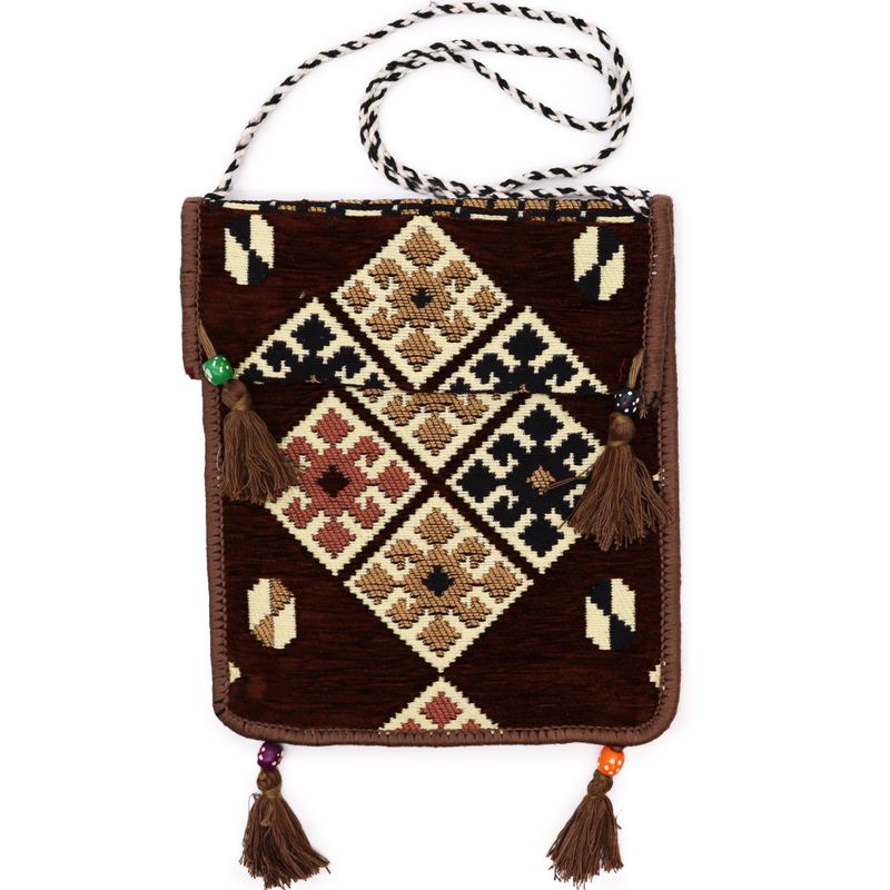 Schokoladenfarbene Kelim-Festival-Tasche