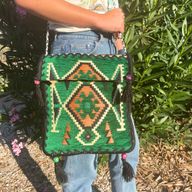 Smaragdgrüne Kelim-Messenger-Festivaltasche