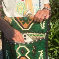 Smaragdgrüne Kelim-Messenger-Festivaltasche