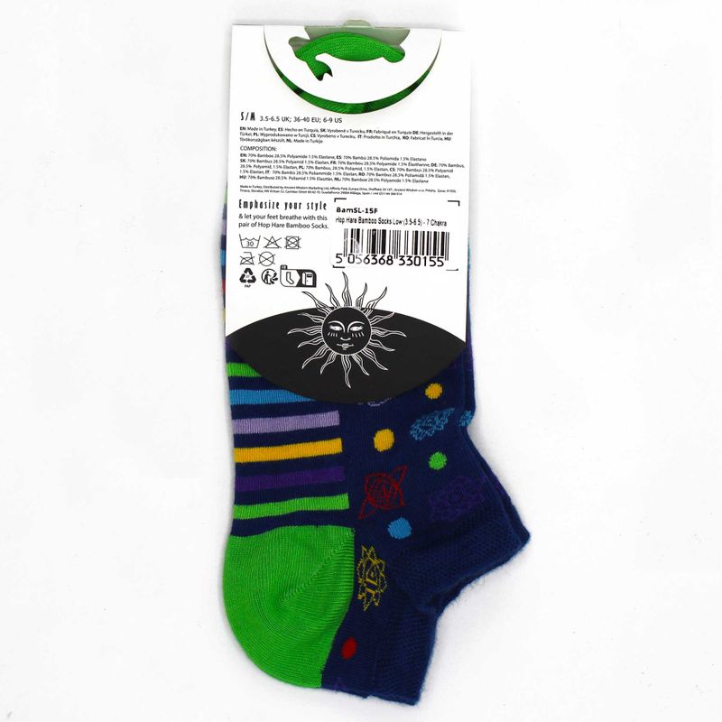 S/M Hop Hare Bambussocken niedrig (36–40) – 7 Chakra