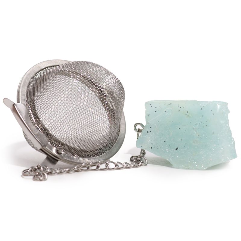 Teesieb aus rohem Kristall-Edelstein – Aquamarin