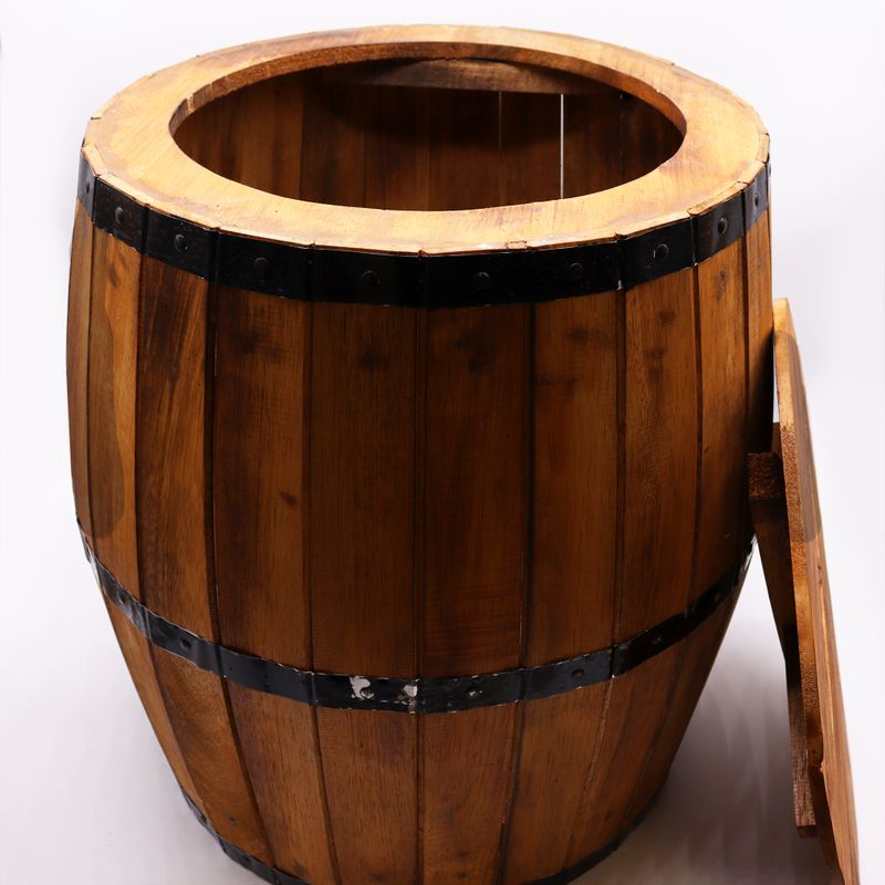 Bierfass-Tisch und Sonnenschirmständer 60x48,5 cm - Natur