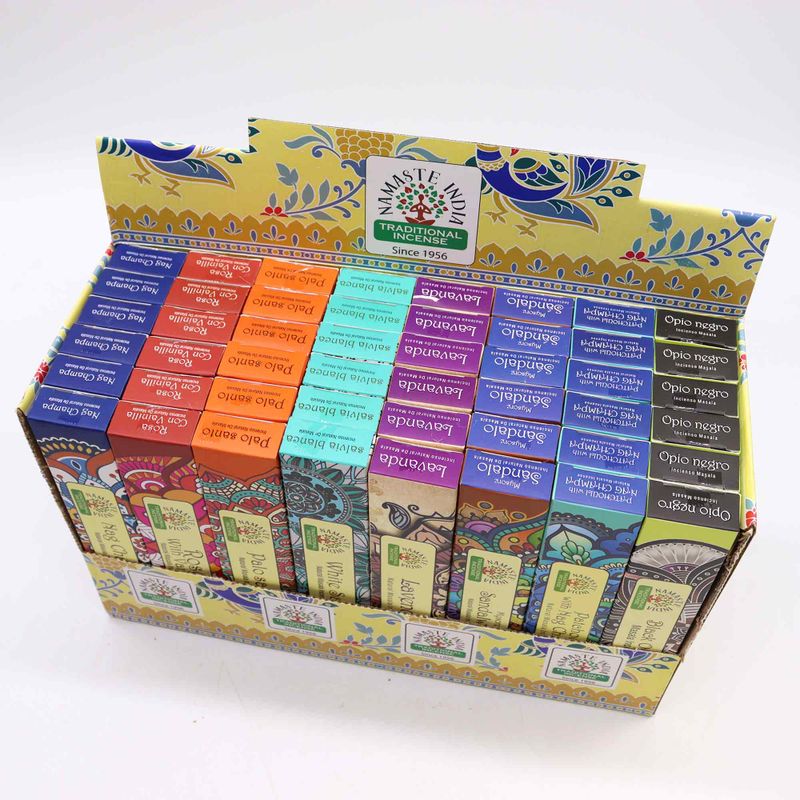 Namaste Mandala Masala Räucherstäbchen-Display-Packung (6 x 8 Düfte)