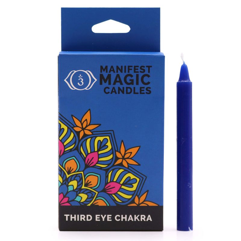 Manifest-Magiekerzen (12er-Pack) – Dunkelblau – Drittes Auge-Chakra