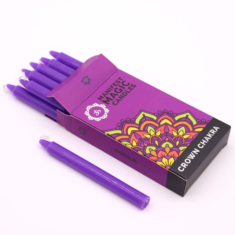 Manifest-Magiekerzen  (12er-Pack) – Lila – Kronenchakra