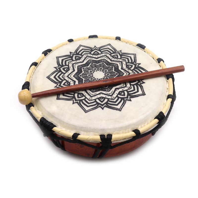 Schamanische Mandala-Trommel mit Stock – 20 cm