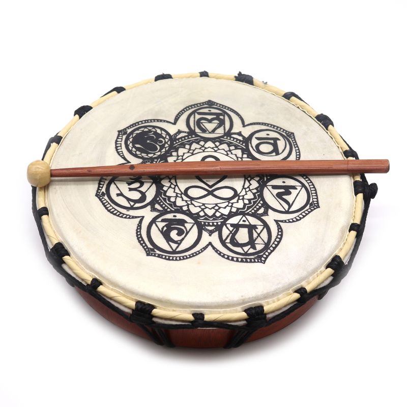 Chakra-Schamanische Trommel mit Stock – 25 cm