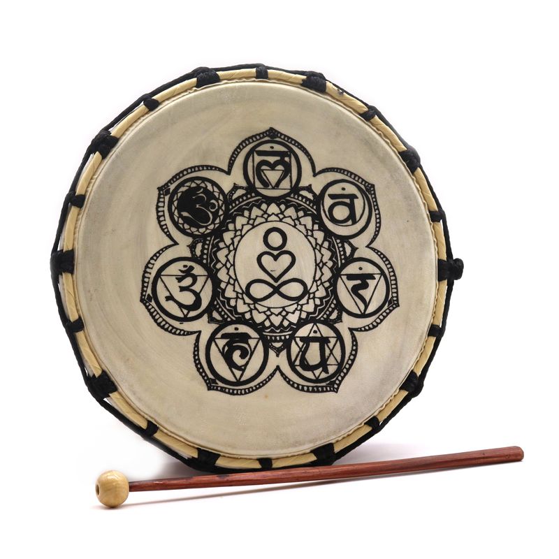 Chakra-Schamanische Trommel mit Stock – 25 cm
