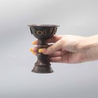 Antiker Ritualkelch aus Kupfer mit Dreifachmond, 8 x 13 cm