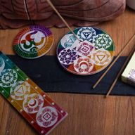 Sieben-Chakra-Räucherstäbchenhalter aus Speckstein – 26 x 5 cm