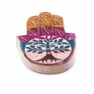 Hamsa-Räucherstäbchenhalter aus Speckstein, 9 x 6 cm – Baum des Lebens