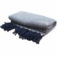 Boho-Komfortüberwürfe – 125 x 150 cm – Marineblaues Zickzackmuster