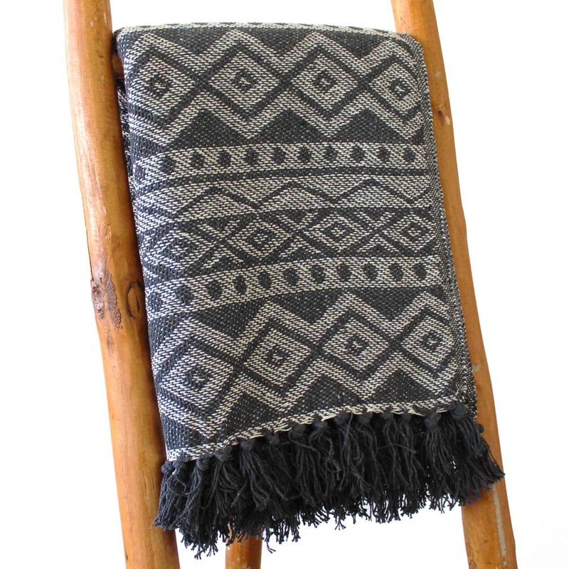 Boho-Komfortüberwürfe – 125 x 150 cm  – grau geometrisch