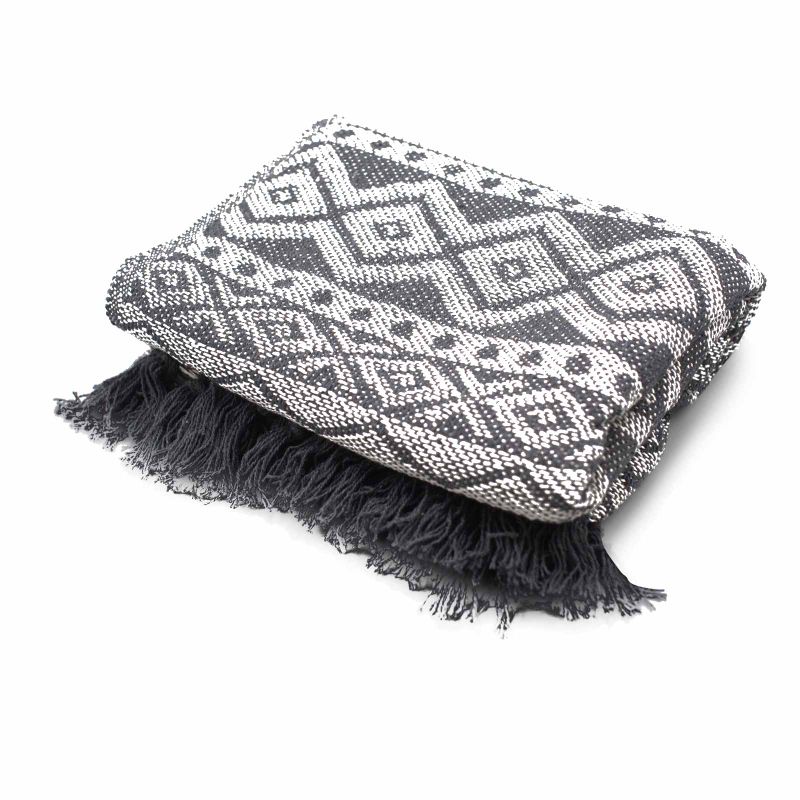 Boho-Komfortüberwürfe – 125 x 150 cm  – grau geometrisch