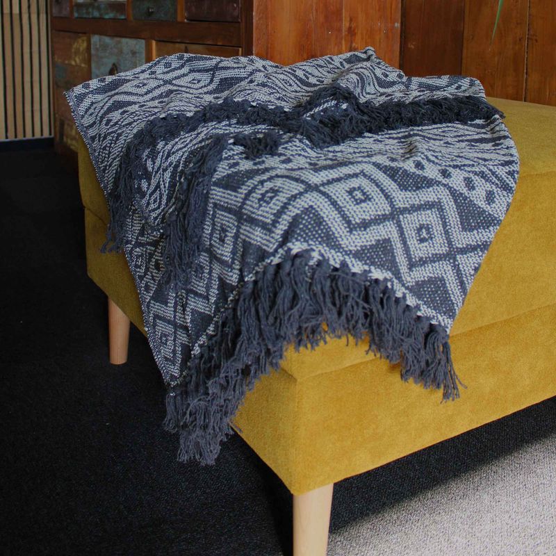 Boho-Komfortüberwürfe – 125 x 150 cm  – grau geometrisch