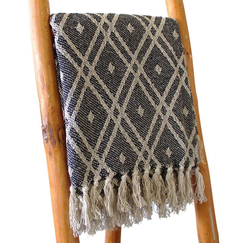 Boho-Komfortüberwürfe – 125 x 150 cm  – Schwarz und Biege Regency