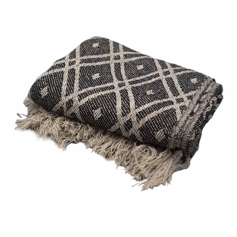 Boho-Komfortüberwürfe – 125 x 150 cm  – Schwarz und Biege Regency