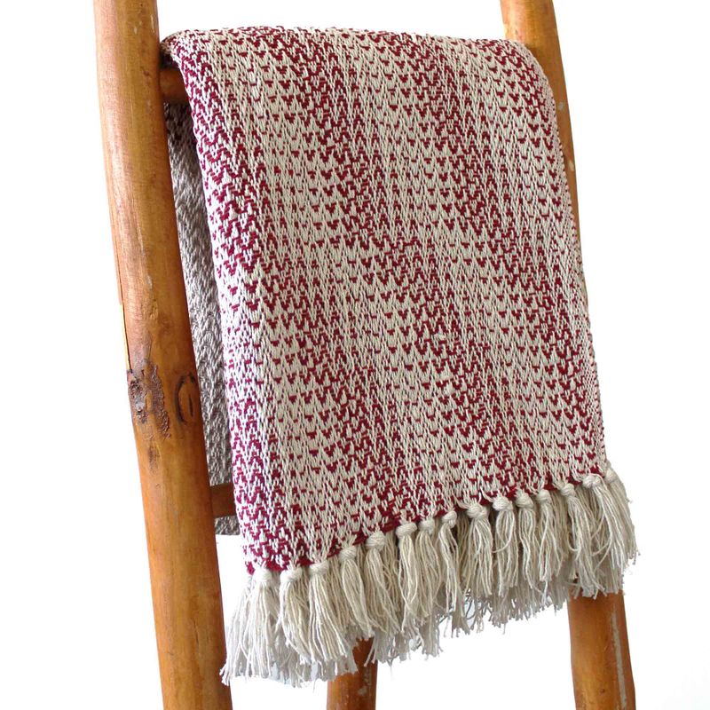 Boho Comfort-Überwürfe – 125 x 150 cm  – Rubinrot, zweifarbig