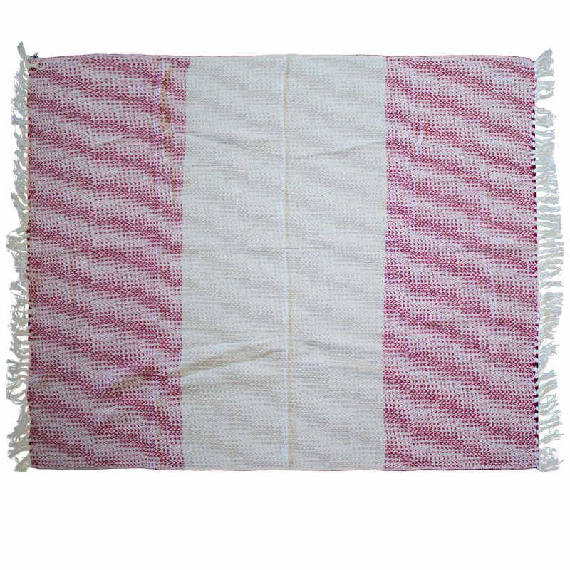 Boho Comfort-Überwürfe – 125 x 150 cm  – Rubinrot, zweifarbig