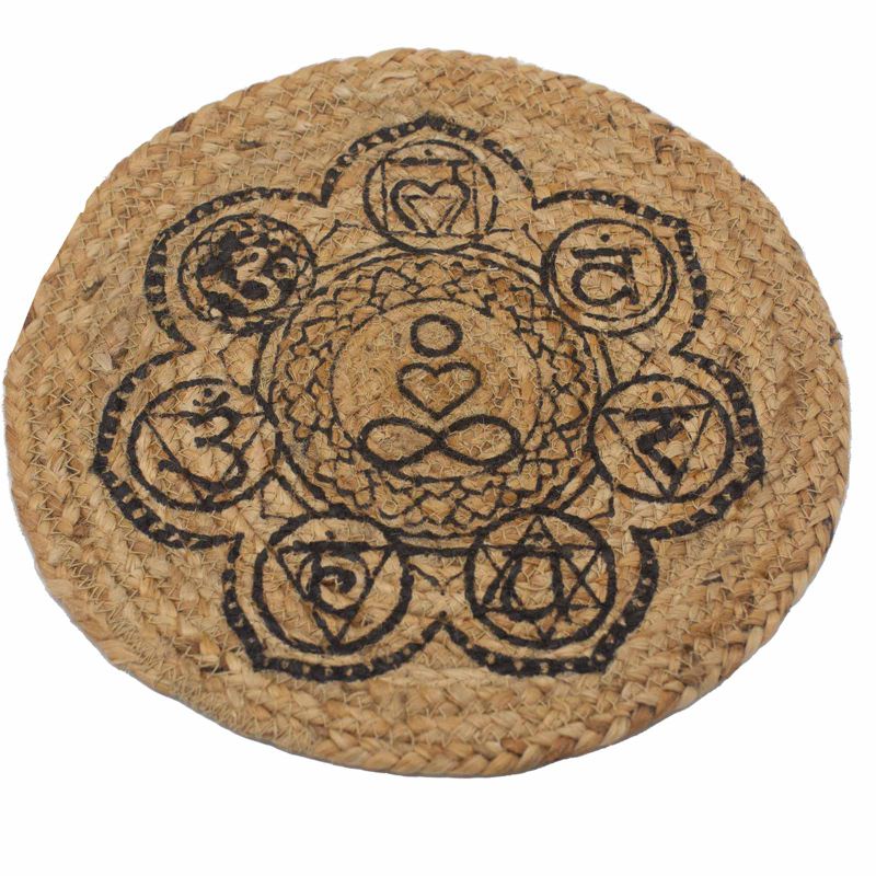 Natürliches Tischset – Jute 30 cm – Chakra-Druck