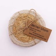 Natürlicher Untersetzer – Jute und Baumwolle, 10 cm (4er-Set) – Rand in Elfenbein