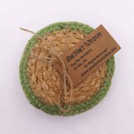 Natürlicher Untersetzer - Jute & Baumwolle 10cm (4er Set) - Olivgrüner Rand