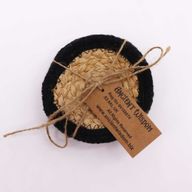 Natürlicher Untersetzer - Jute & Baumwolle 10cm (4er-Set) - Schwarzer Rand