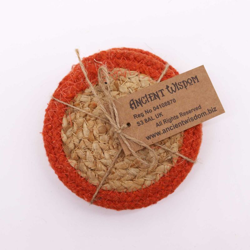 Natürlicher Untersetzer - Jute & Baumwolle 10cm (4er Set) - Rand aus Ton