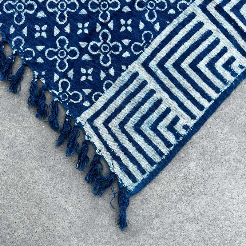 Handgefertigter Indigo-Überwurf - 170x120cm - Kasba-Fliesen