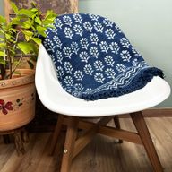 Handgefertigter Indigo-Überwurf- 170x120cm - Chhota-Blume