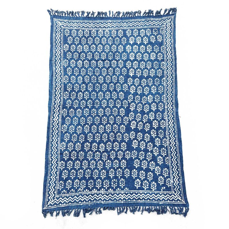 Handgefertigter Indigo-Überwurf- 170x120cm - Chhota-Blume