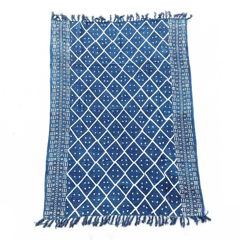 Handgefertigter Indigo-Überwurf - 170x120cm - Mitternachtsheerak