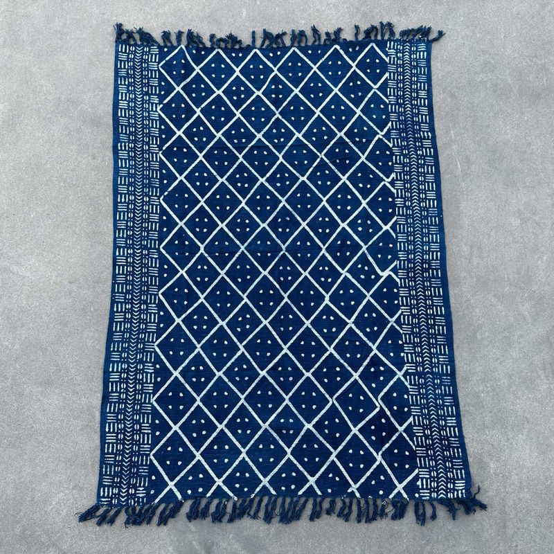 Handgefertigter Indigo-Überwurf - 170x120cm - Mitternachtsheerak