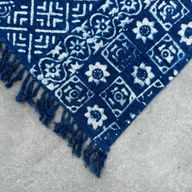 Handgefertigter Indigo-Überwurf - 170x120cm - Desi-Streifen