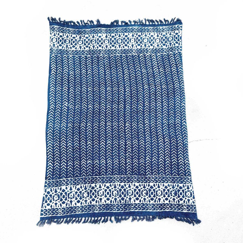Handgefertigter Indigo-Überwurf - 170x120cm - Seedha-Pfeile