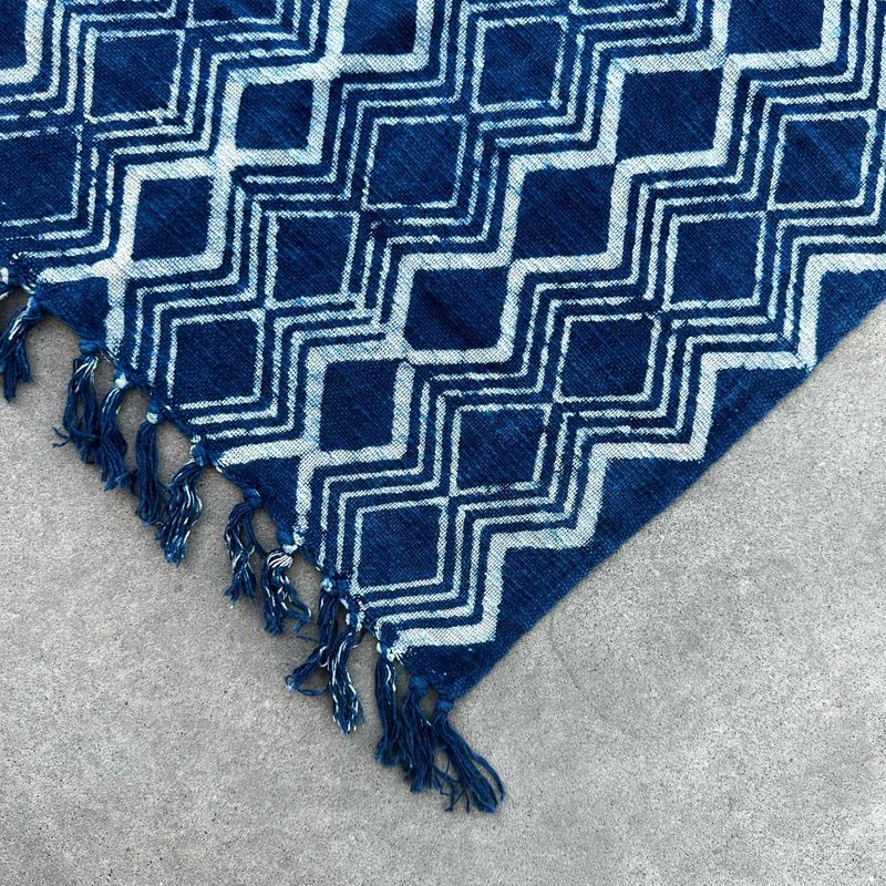 Handgefertigter Indigo-Läufer - 170x60cm - Heerak-Muster