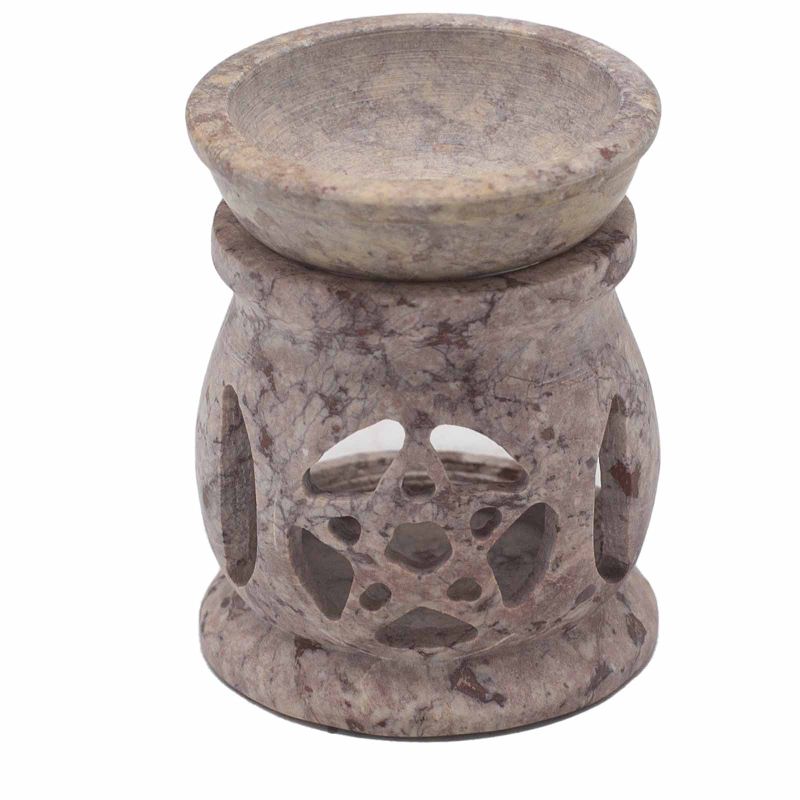 Kleiner Speckstein-Ölbrenner 8 cm – Drei-Mond-Pentagon