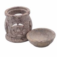 Kleiner Speckstein-Ölbrenner 8 cm – Drei-Mond-Pentagon