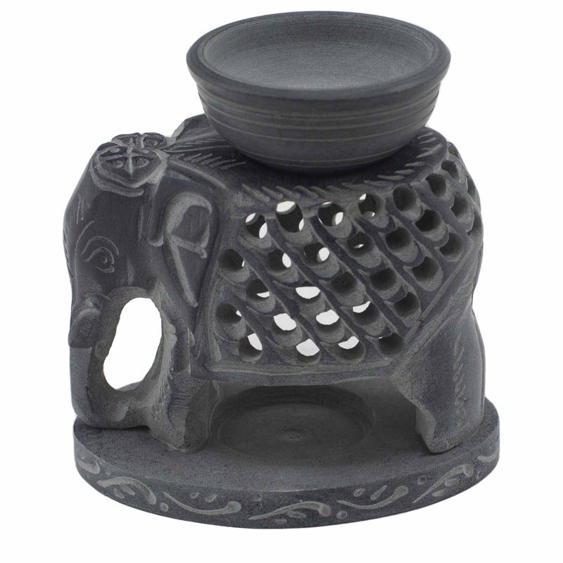 Speckstein-Ölbrenner 10,5 cm – Stehender Elefant