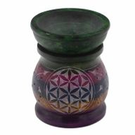 Speckstein-Ölbrenner 10 cm – Blume des Lebens – fünf Farben