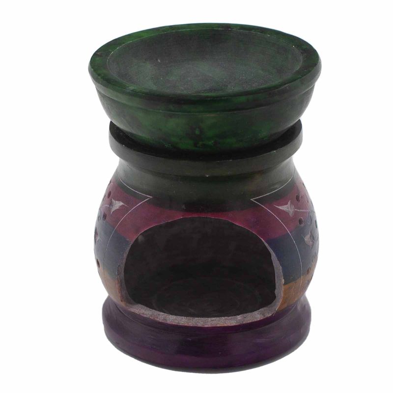 Speckstein-Ölbrenner 10 cm – Blume des Lebens – fünf Farben
