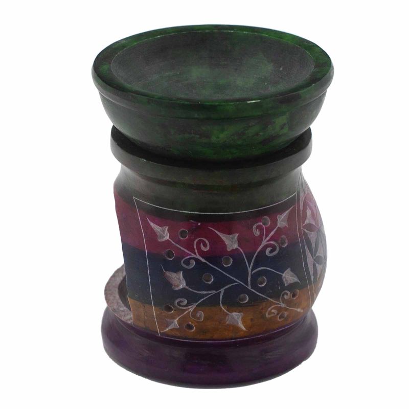 Speckstein-Ölbrenner 10 cm – Blume des Lebens – fünf Farben